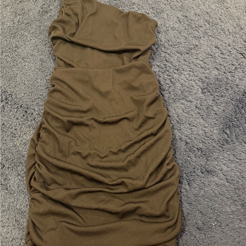 Elegant Brown Ruched Dress